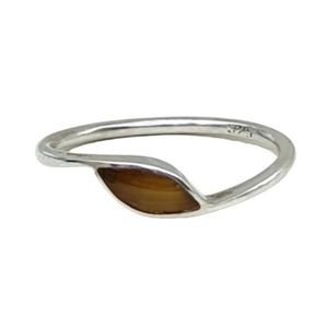 VTG Sterling Silver Brown Cat Eye Ring